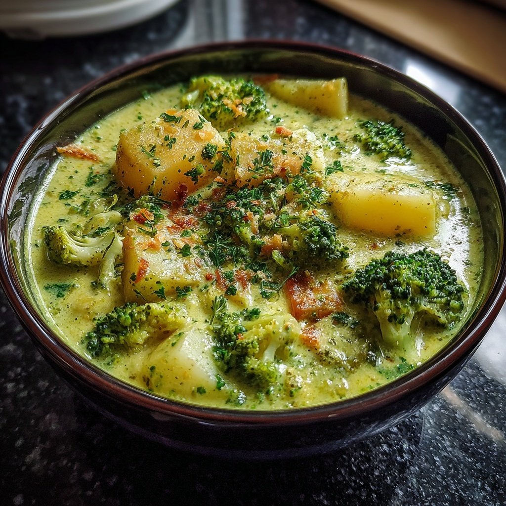Brokkoli Suppe Mit Kartoffelwürfeln