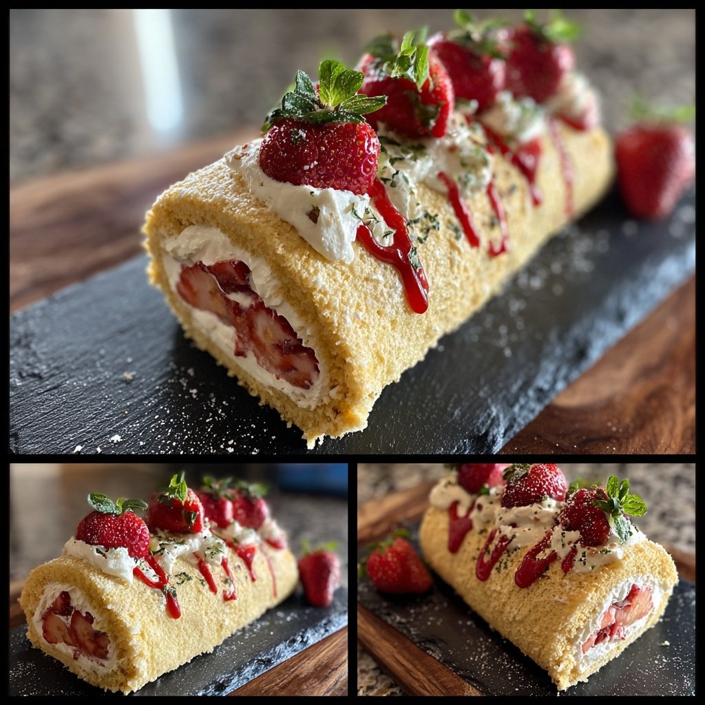 Erdbeer Mascarpone Biskuitrolle