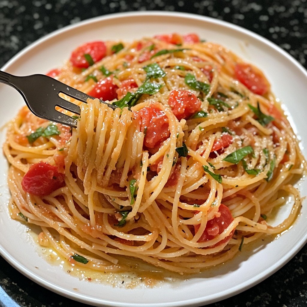 Spaghetti mit Tomaten-Basilikum-Sauce