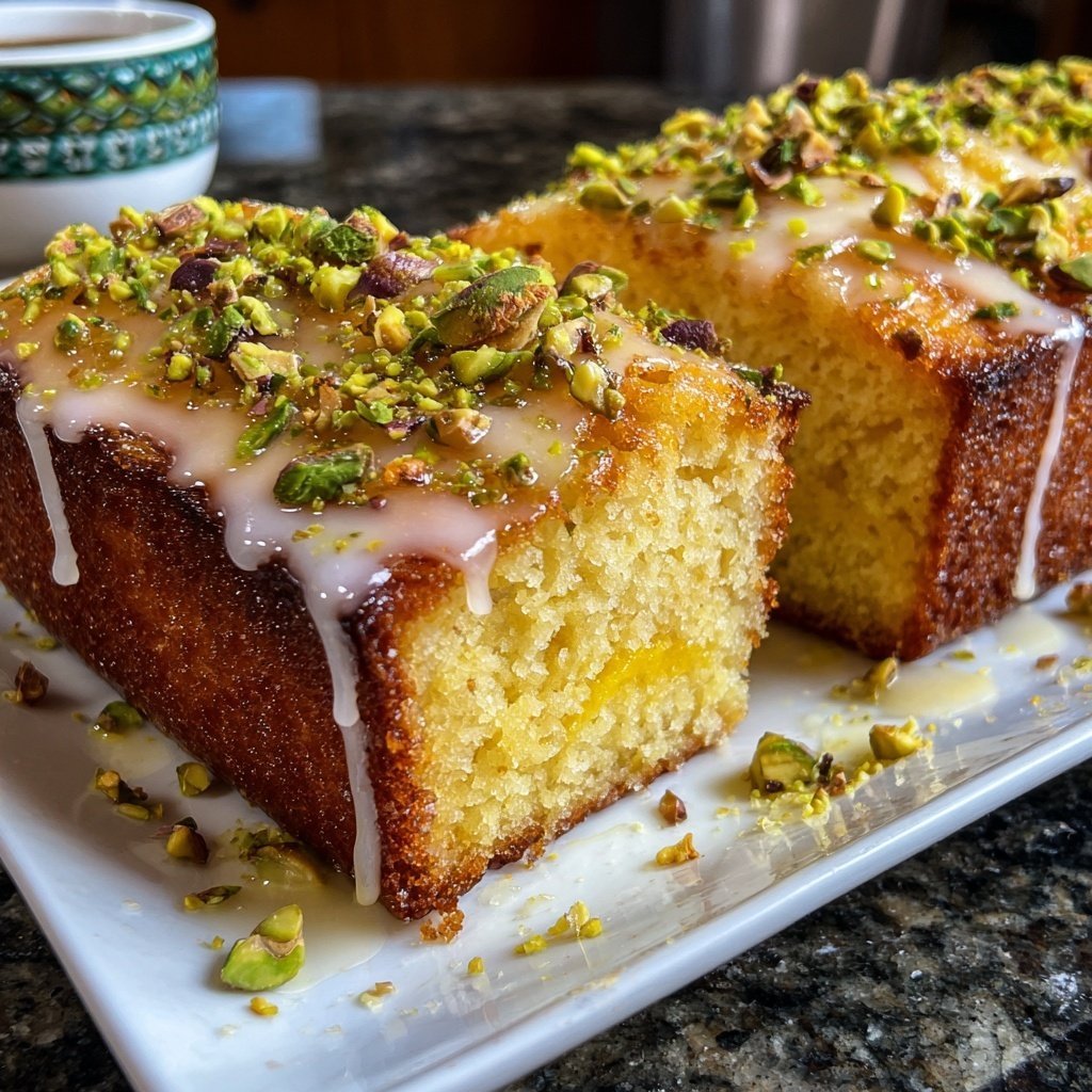 Zitronenkuchen mit Pistazien